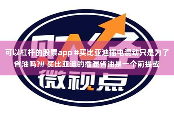 可以杠杆的股票app #买比亚迪插电混动只是为了省油吗?# 买比亚迪的插混省油是一个前提或