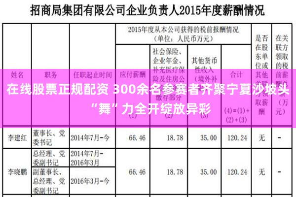 在线股票正规配资 300余名参赛者齐聚宁夏沙坡头 “舞”力全开绽放异彩