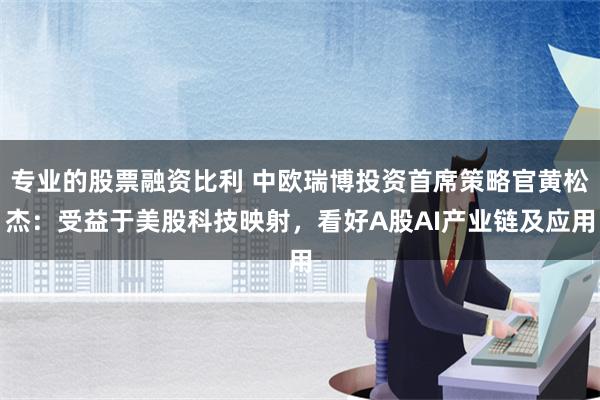 专业的股票融资比利 中欧瑞博投资首席策略官黄松杰：受益于美股科技映射，看好A股AI产业链及应用